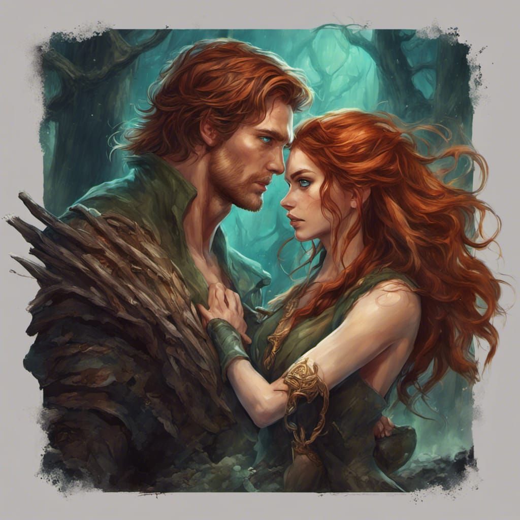 Fantasy Couple Battling Evil in Detailed Matte Painting