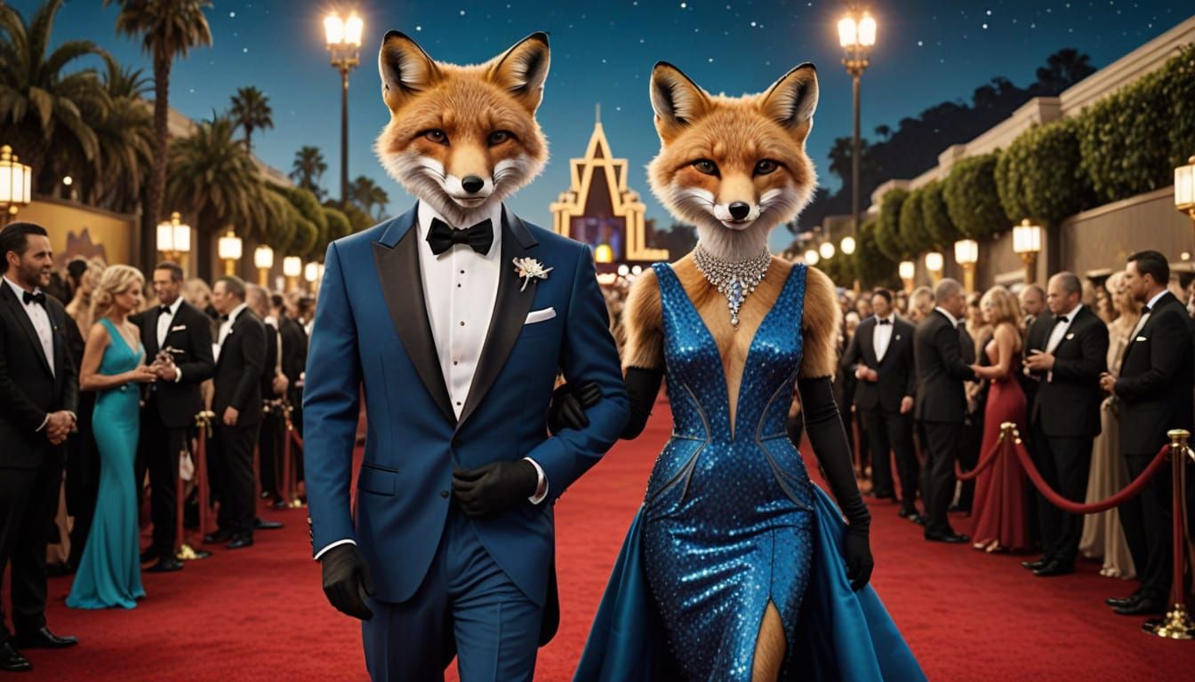 Elegant Fox Couple Stuns on Hollywood Red Carpet