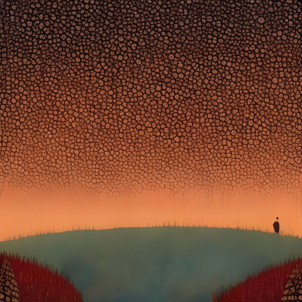 Girl Pondering Nature's Vastness: A Vibrant Collage