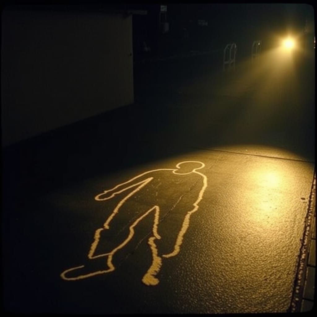Dramatic Chalk Outline in Film Noir Style