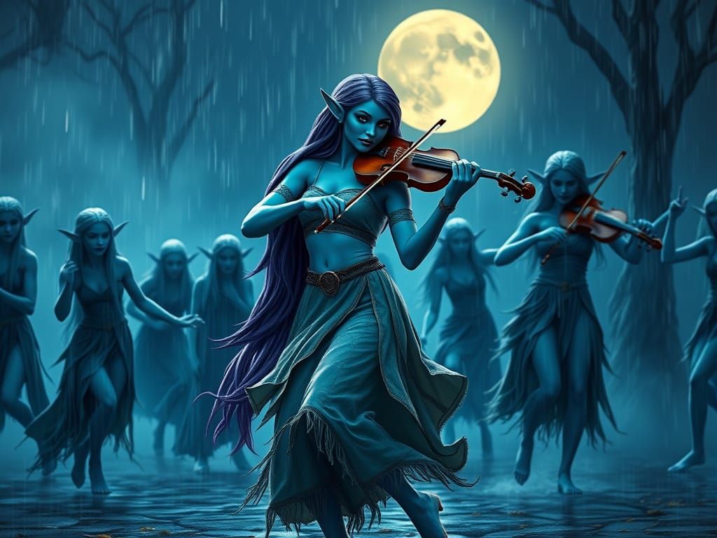 Epic Elvish Festive Fantasy Dance in Rainy Twilight