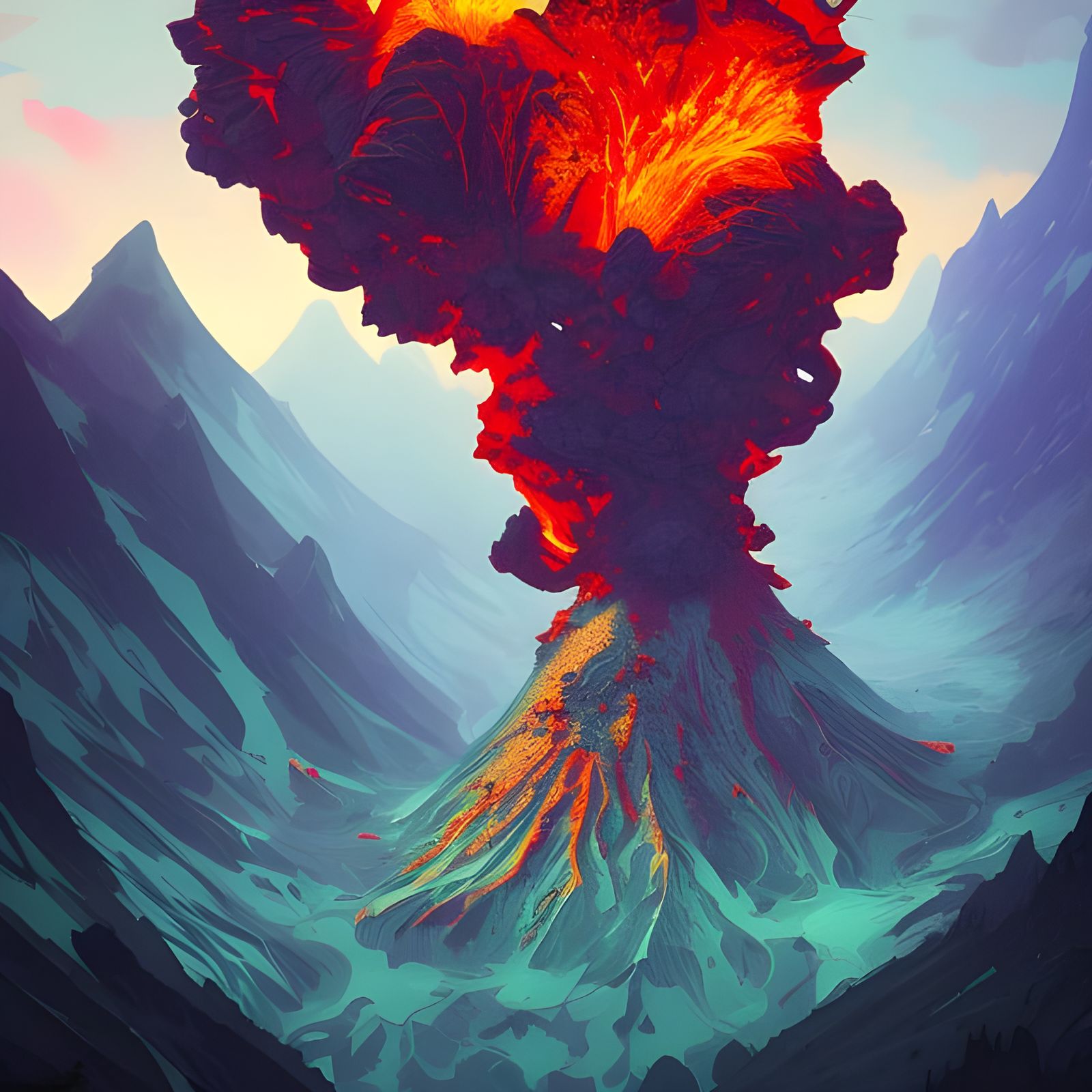 Volcanic Eruption: Maximalist Photoillustration in 8k