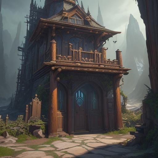 Fantastical Log In Door Concept Art
