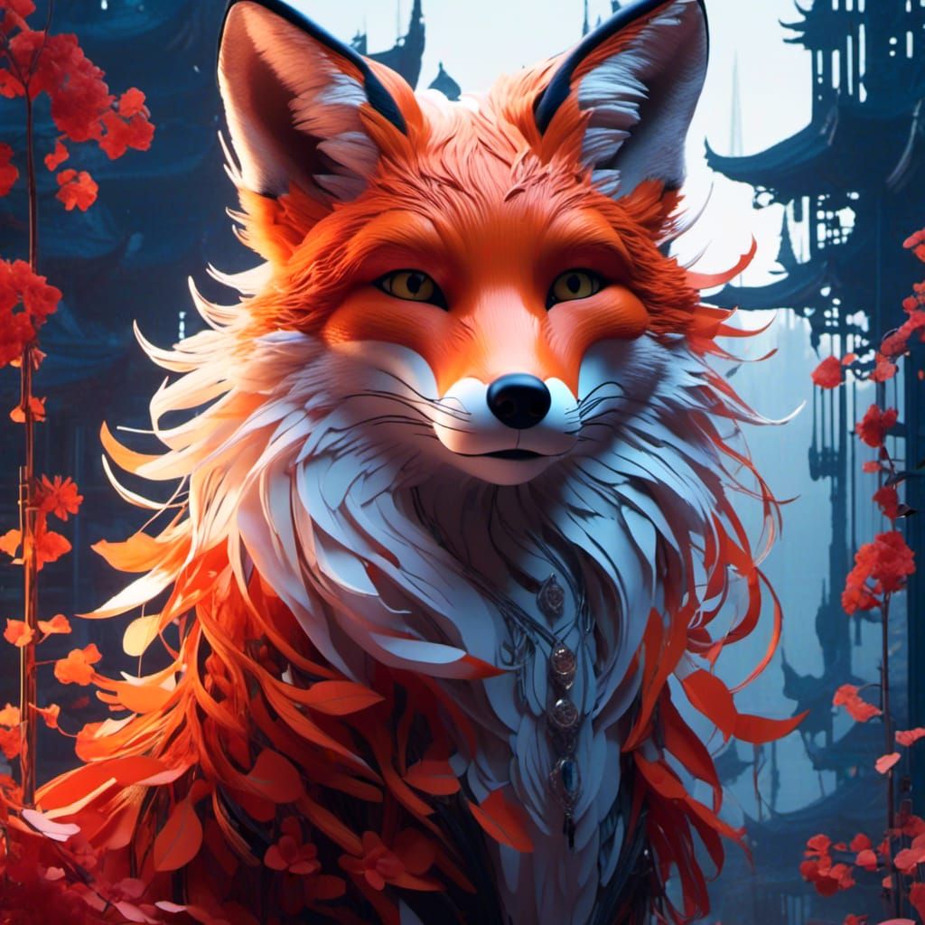 Hyperdetailed Fox Portrait in 2.5D Concept Art