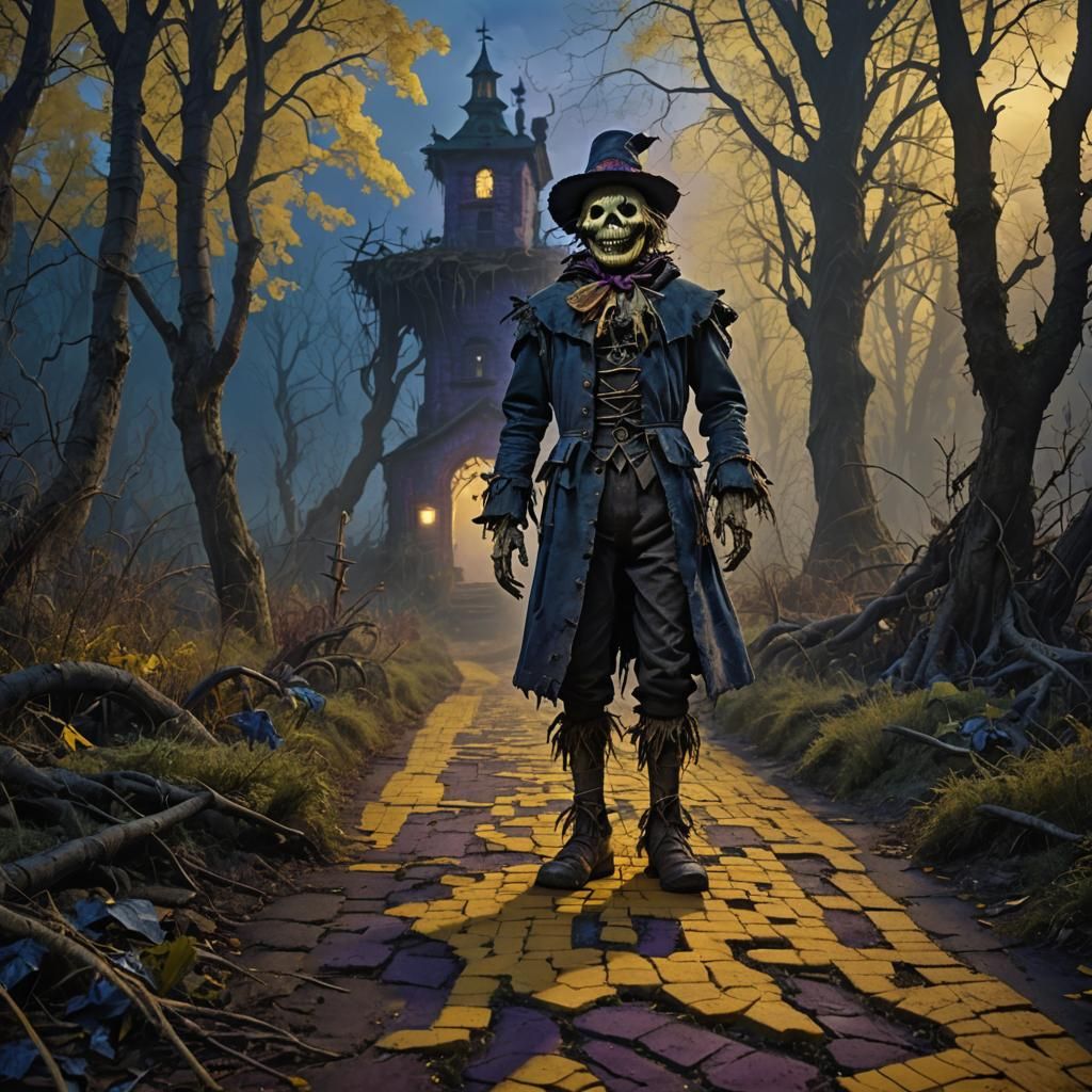 Menacing Scarecrow on the Yellow Brick Road