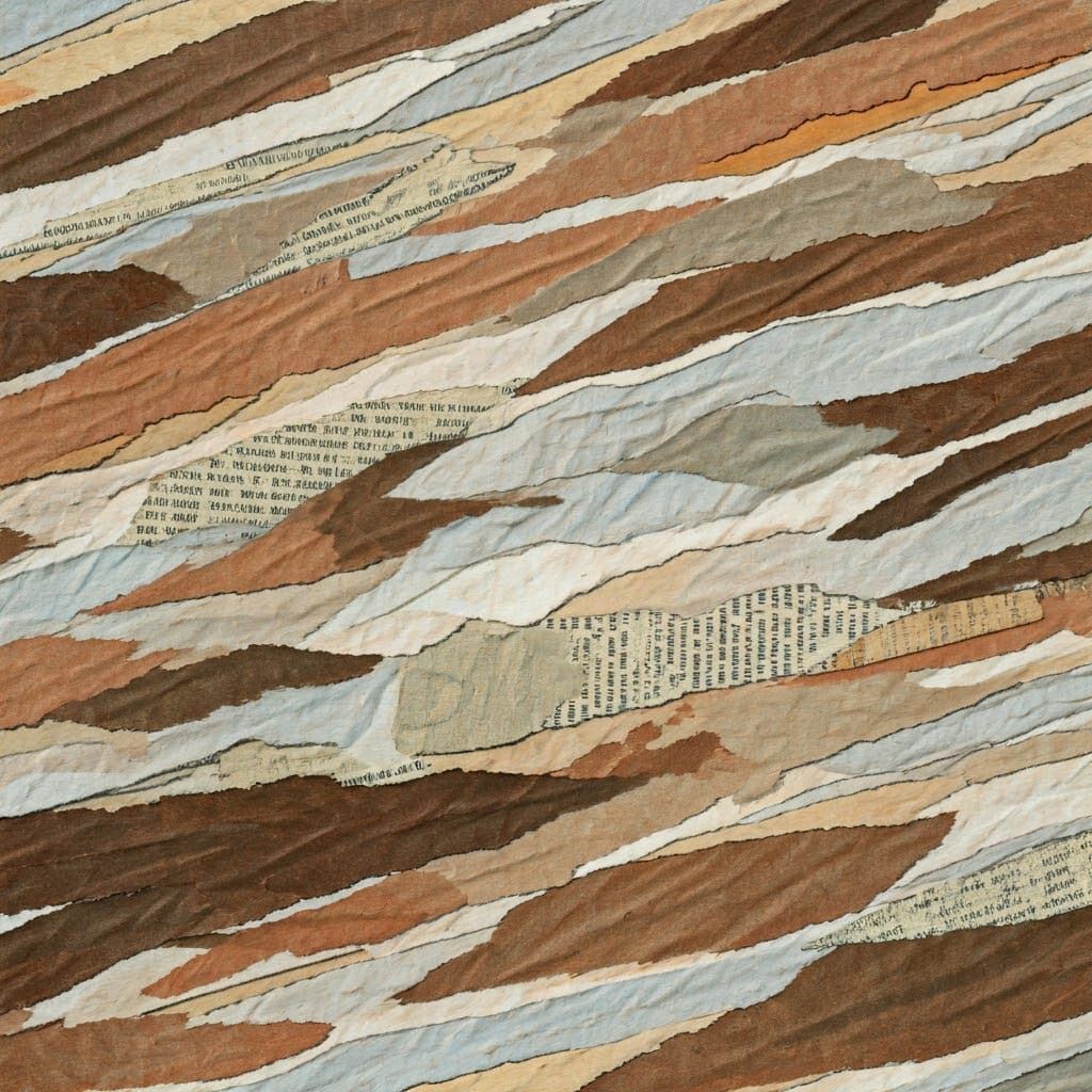 Abstract Paper Collage in Gouache Painting Style