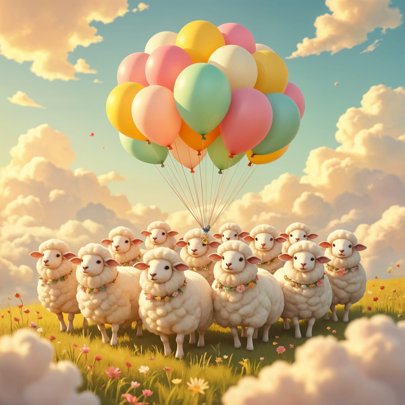 Whimsical Sheep Float with Woolly Balloons
