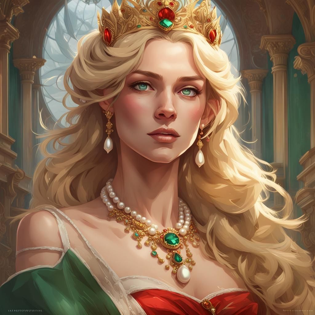 Queen with Blonde Hair, Hyperdetailed Portrait