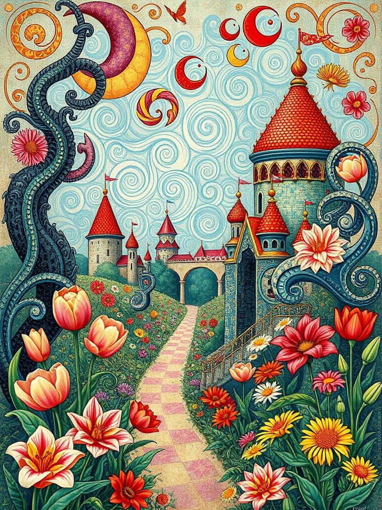Floral Kingdom in Khokhloma and Gzhel Style