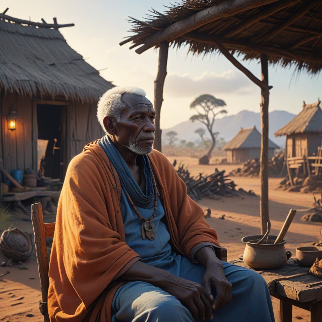 Ancient African Wisdom in Golden Hour