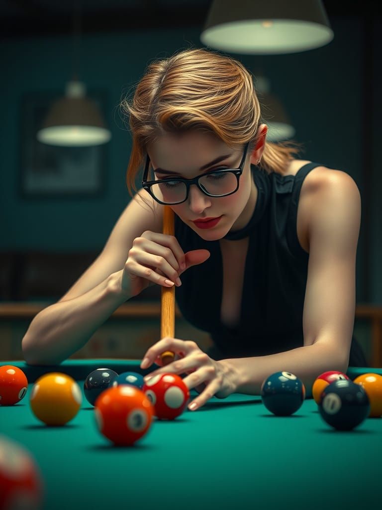 Hyperrealistic Billiard Player in a Digital Art Style