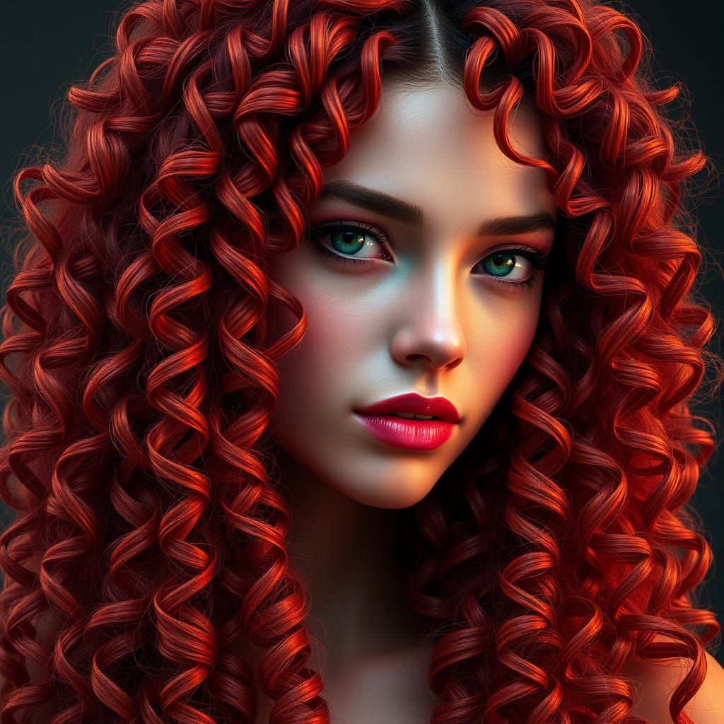 Vibrant Curly Locks in Triadic Color Palette