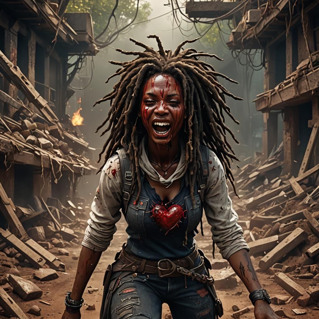 Hiding Girl with Bloody Hands: Fantasy Concept Art