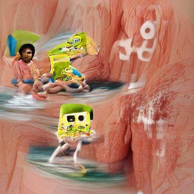 SpongeBob and Among Us Mashup: A Surreal Cartoon