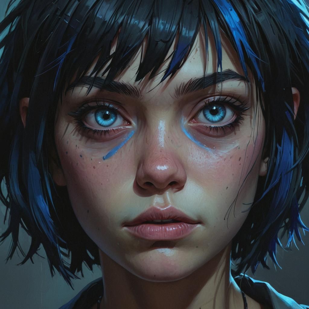 Moody Portrait in Gorillaz Graphic Novel Style