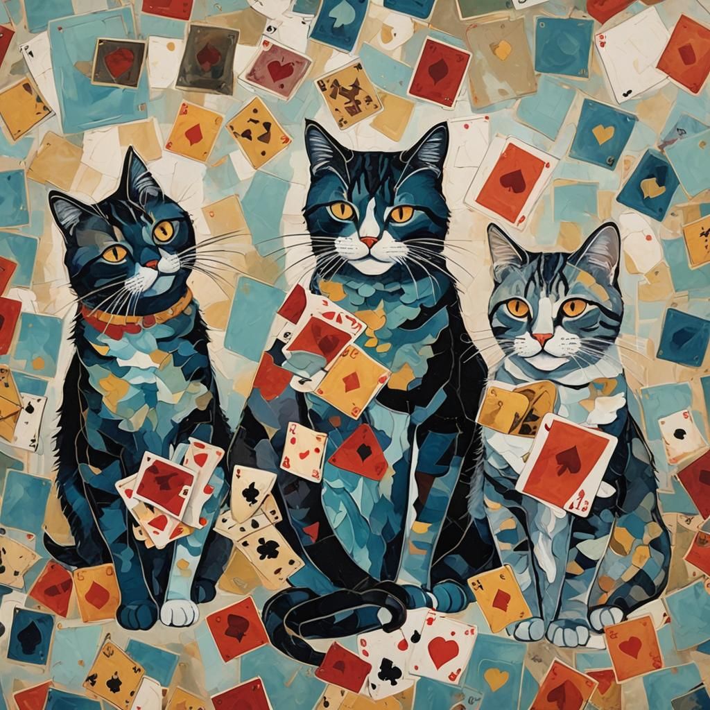 Abstract Art: Cats Playing Cards