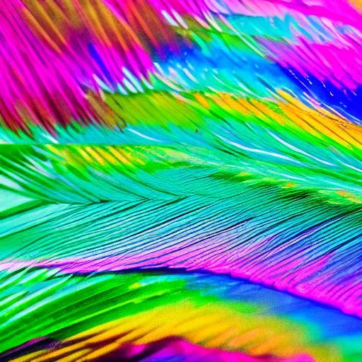 Feather Floating in Synthwave 2099 Style