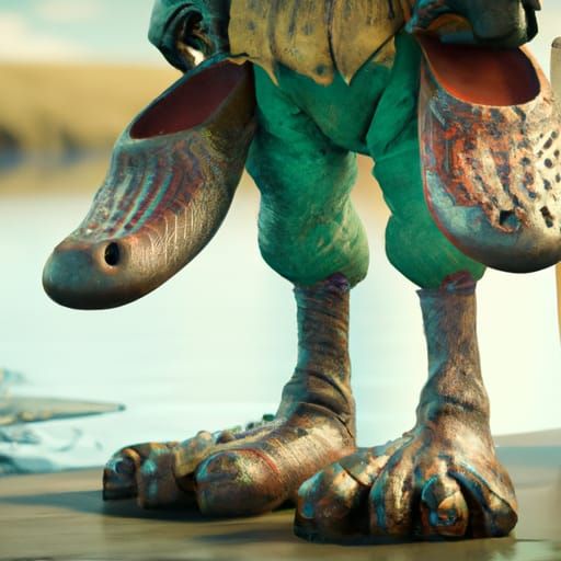 Crocodile Wearing Crocs in Detailed Digital Painting