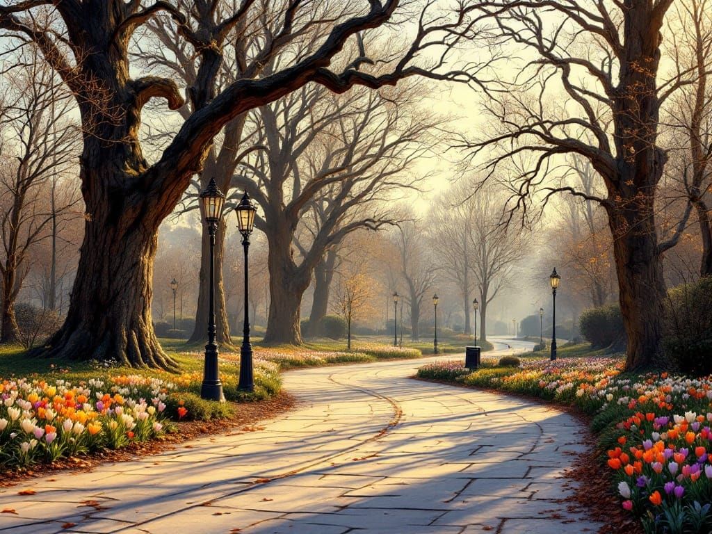 Late Winter Serenity in a Victorian City Park