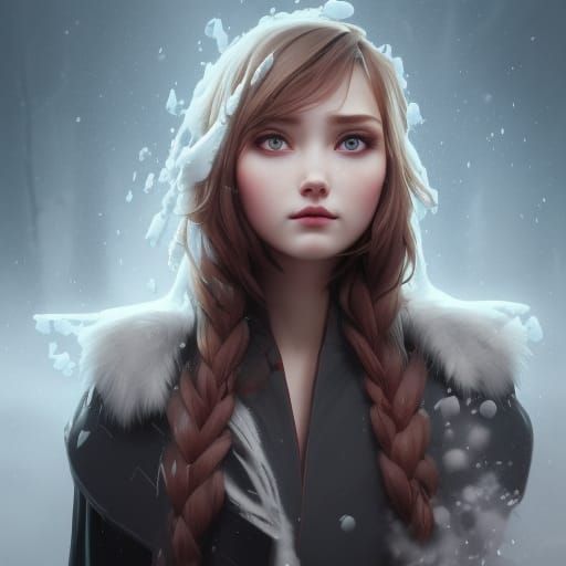 Intricate Portrait of a Frozen Heart in Art Nouveau Style