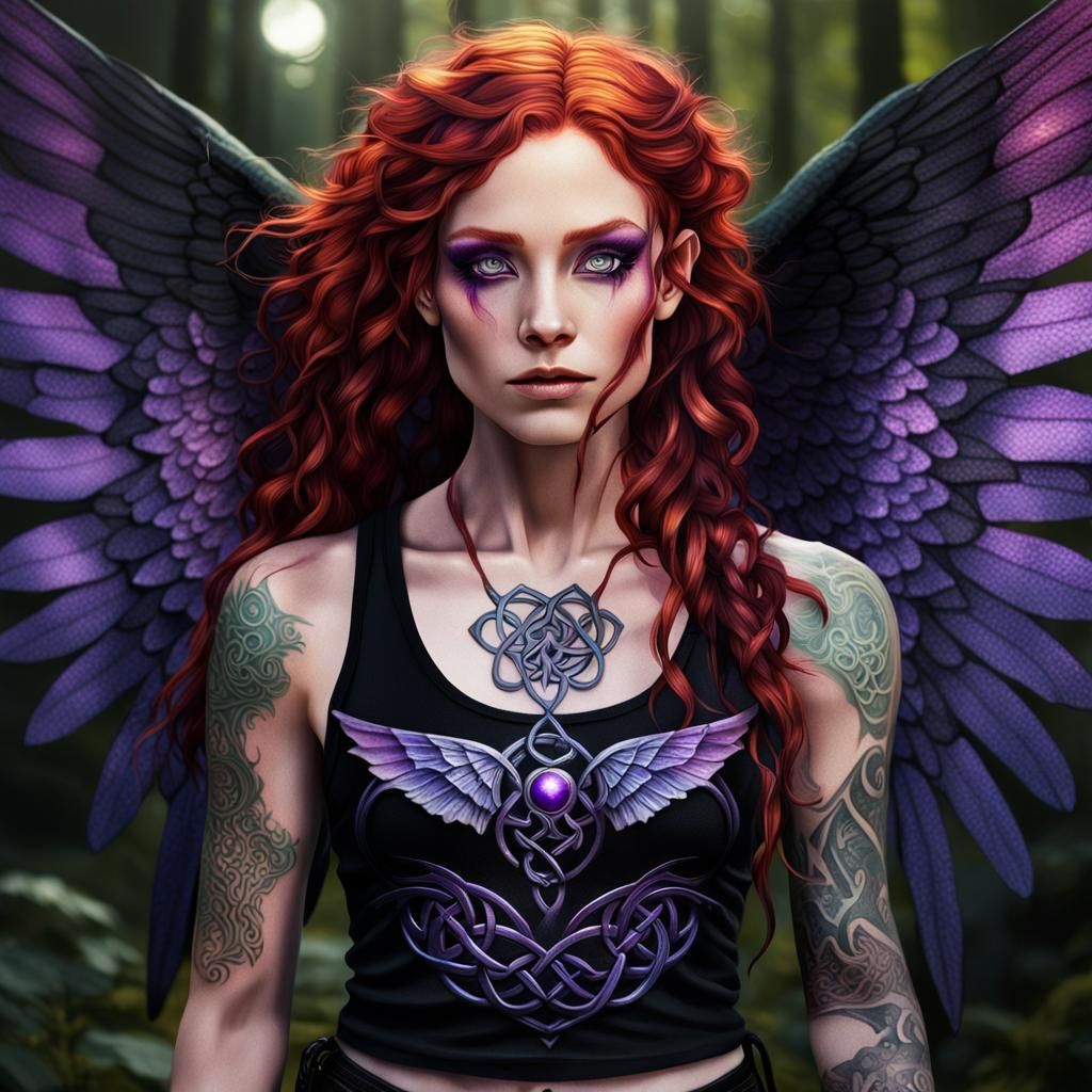 Fae Portrait with Violet Eyes as Matte Painting