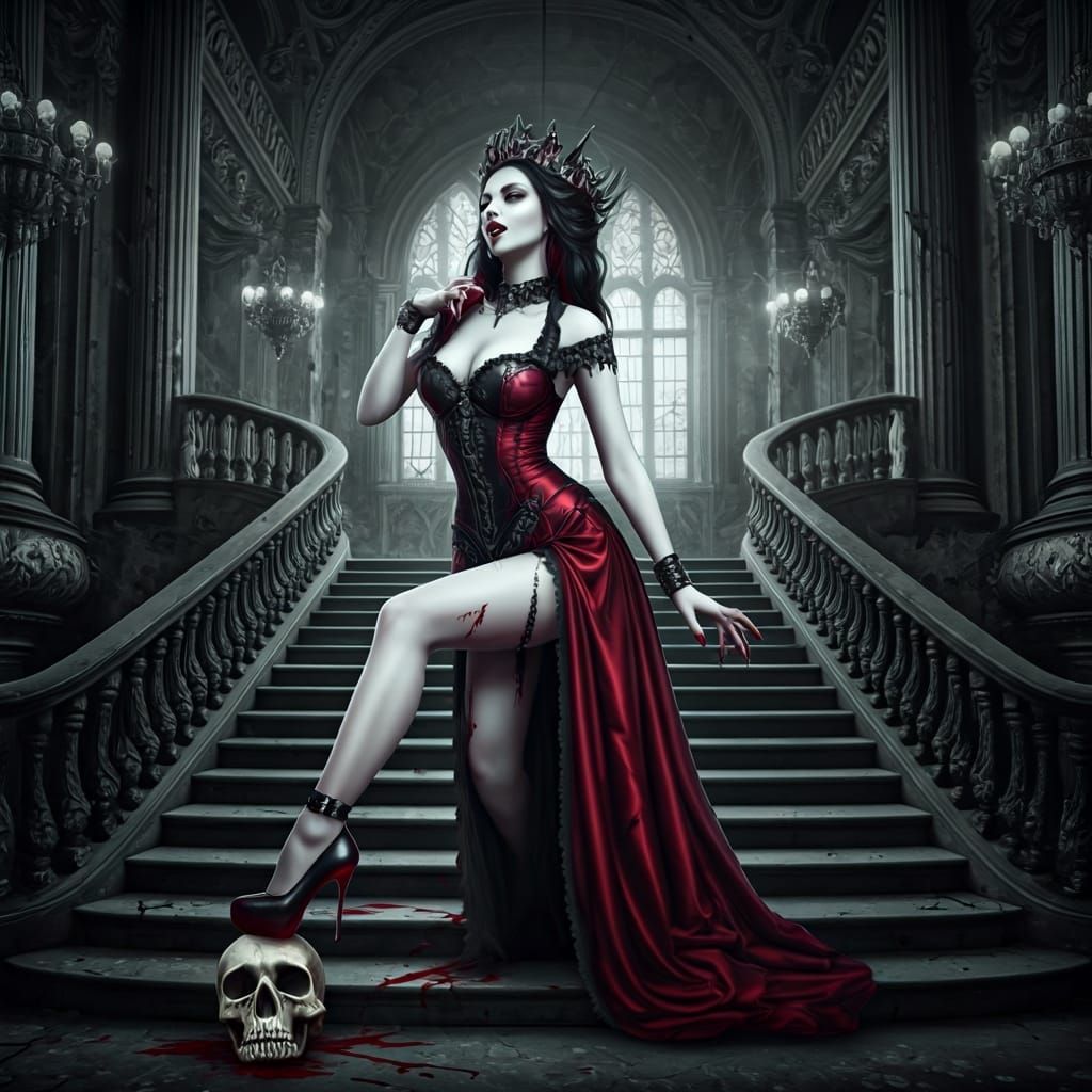 Gothic Vampire Queen in Ruined Theater