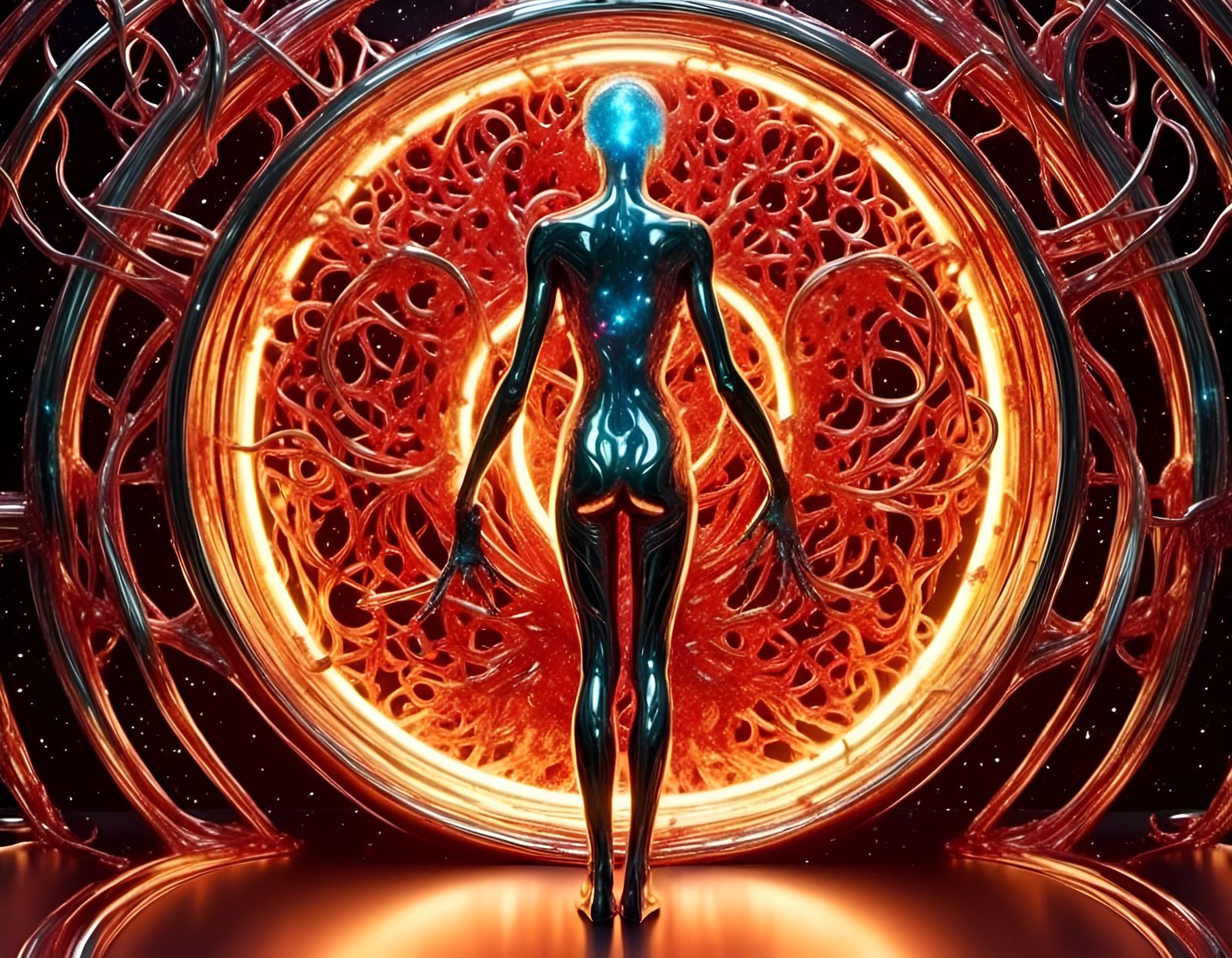 Cosmic Mage Enters Shiny Metal Warp Portal