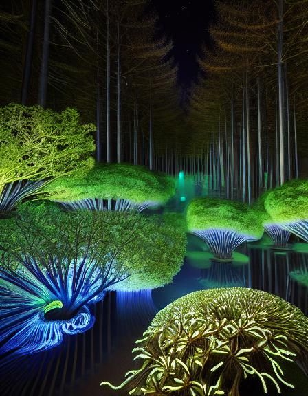 Bioluminescent Platform in Plankton Network, Digital Art