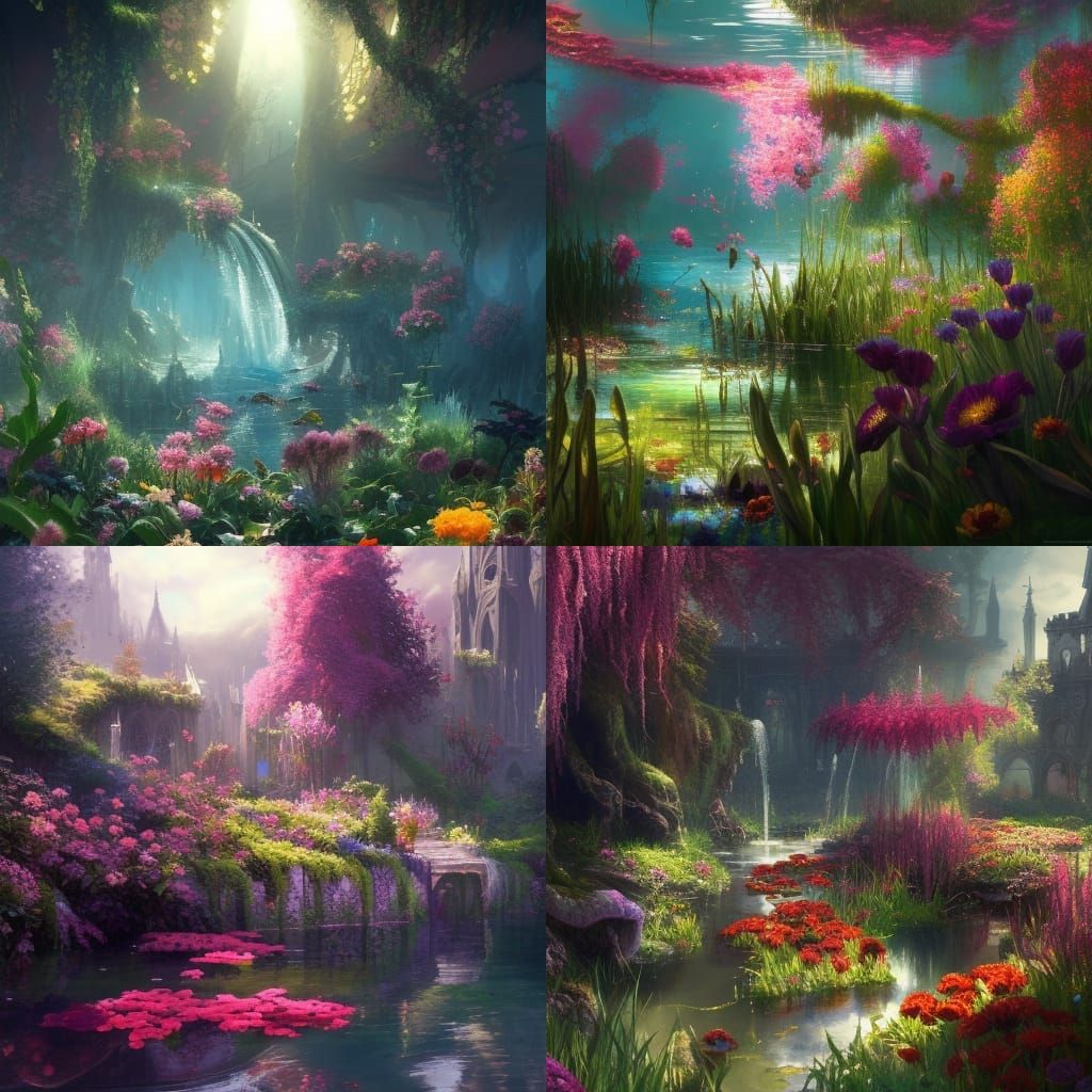 High Gothic Flower Garden in Vibrant Color