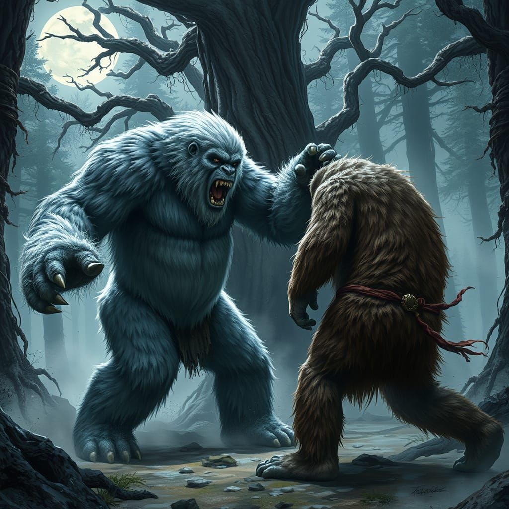 The Yeti punching Bigfoot