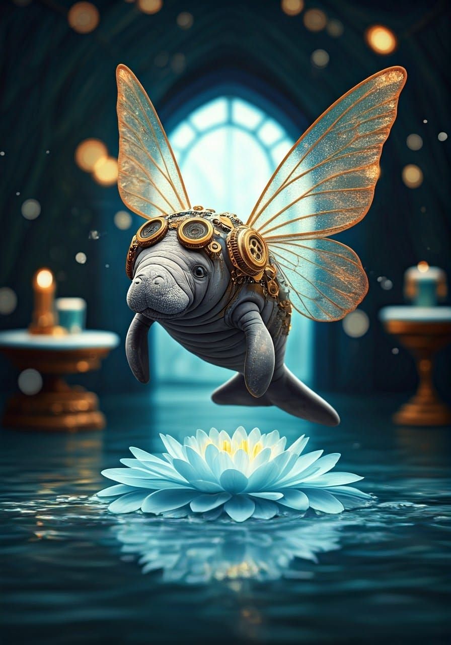 Enchanted Steamplush Fairy Manatee at Whimsical Ice Flower S...