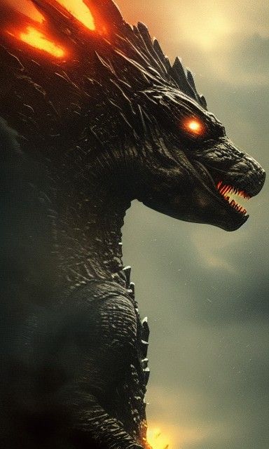 Godzilla in Dark Fantasy Art Nouveau Style