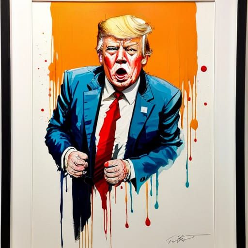 Clown Donald Trump Portrait in Splash Art Style
