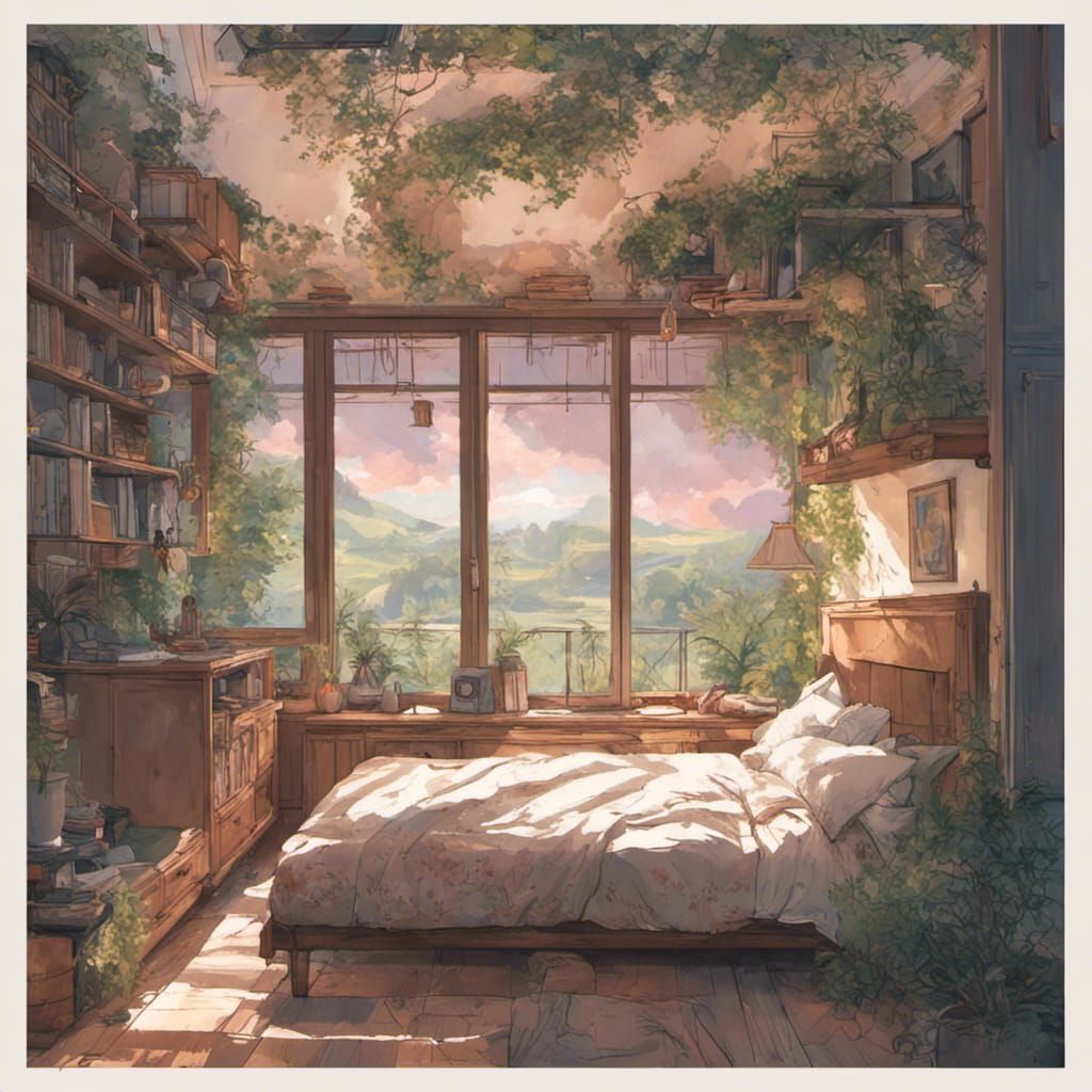 16k resolution, whimsical bedroom with a canopy bed adorned ...