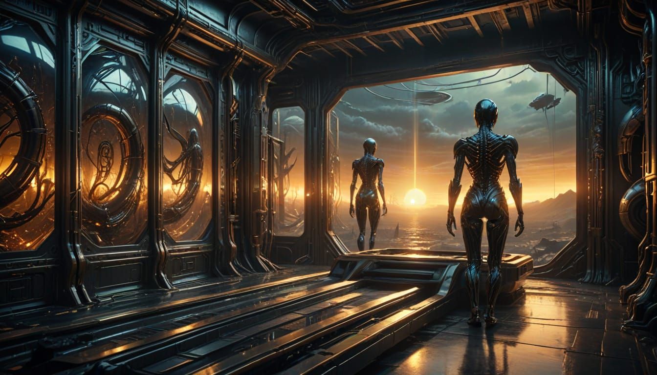 Human-Tv Runs on Treadmill in Vibrant Surrealist Laboratory