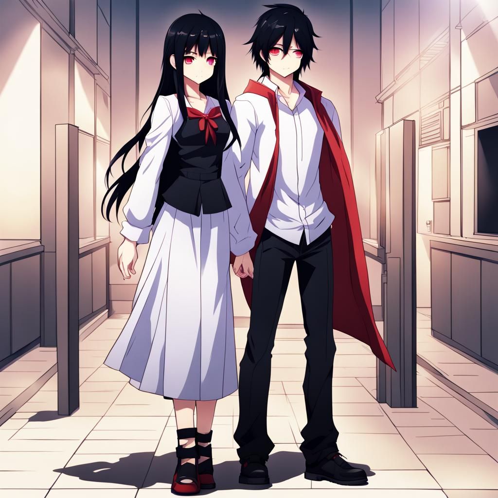 Anime Style: Aaron and Aphmau with Red Eyes