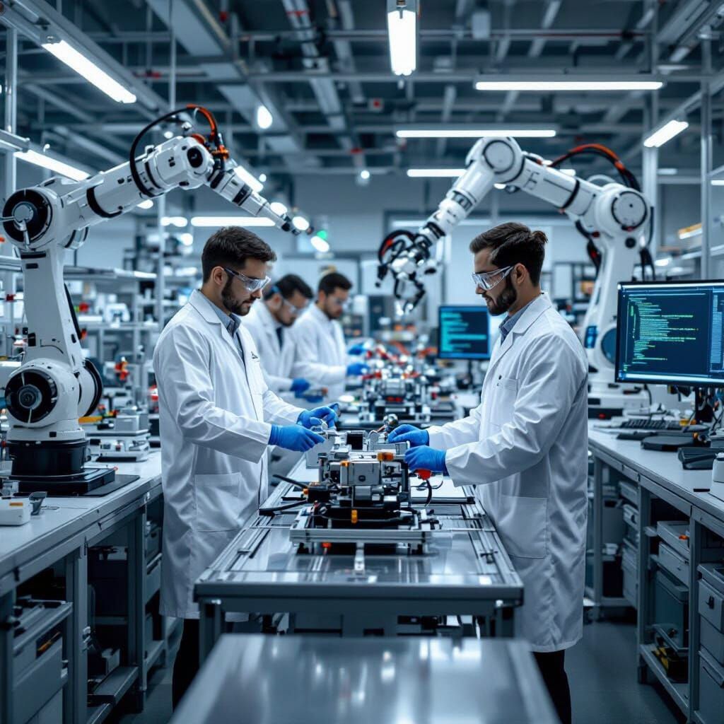 Futuristic Robotics Lab Inspired by Syd Mead and Giger