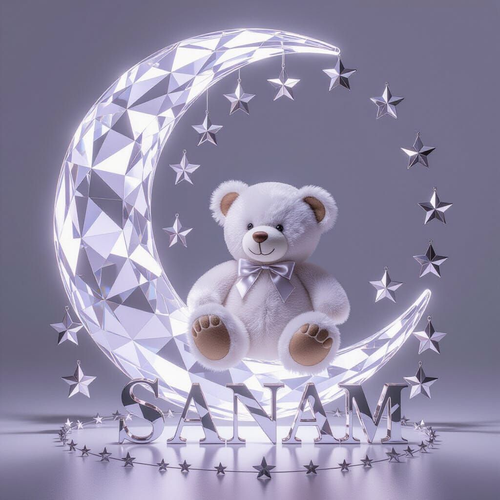 Crystal Moon Teddy Bear 3D Render