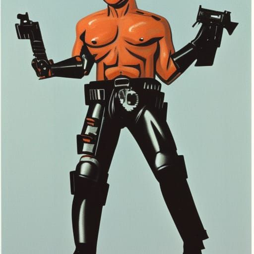 Futuristic Terminator Cyborg Portrait