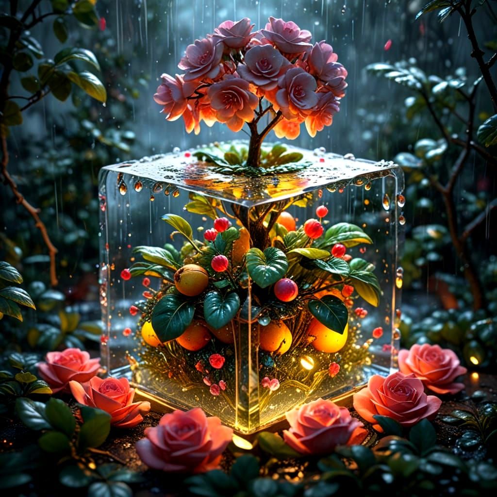 un cube en verre transparent.