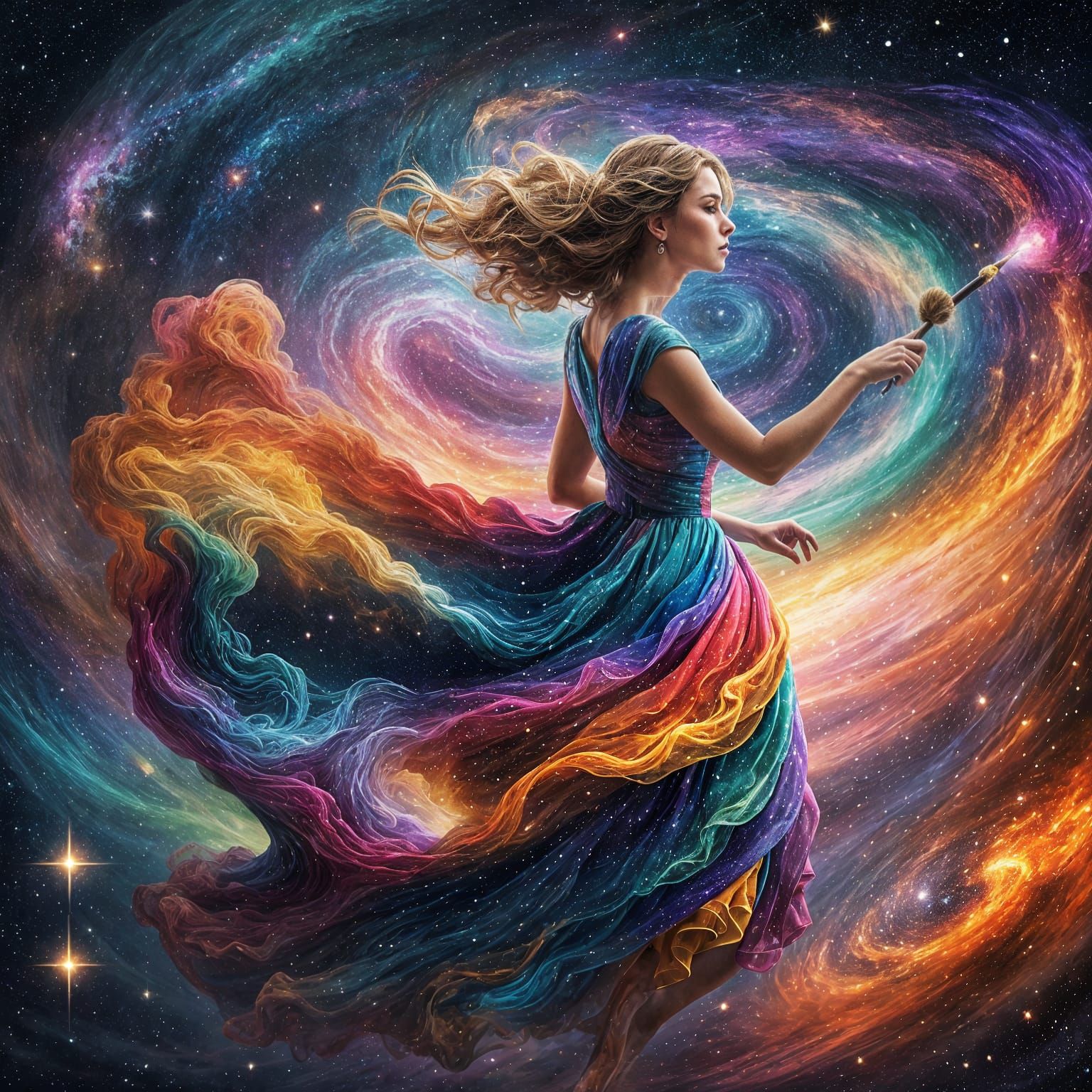 Woman Paints the Galaxy: Hyperrealistic Space Art