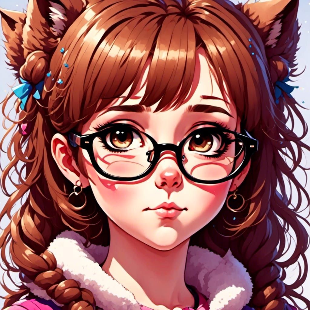 Anime Catgirl Neko Goddess with Brown Hair