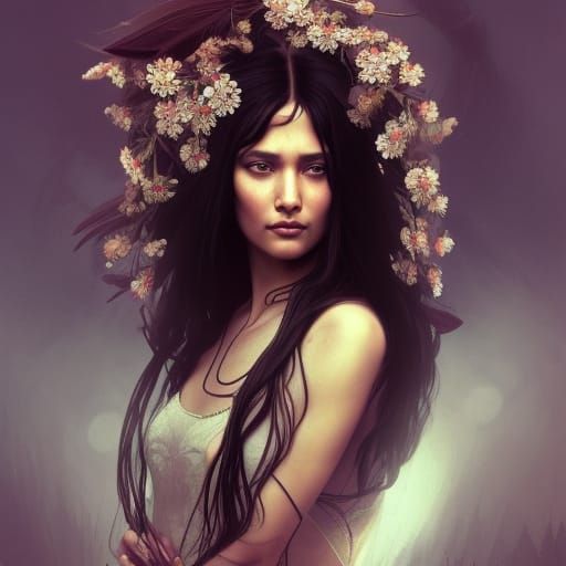 Cherokee Woman Portrait in Hyperdetailed Digital Art