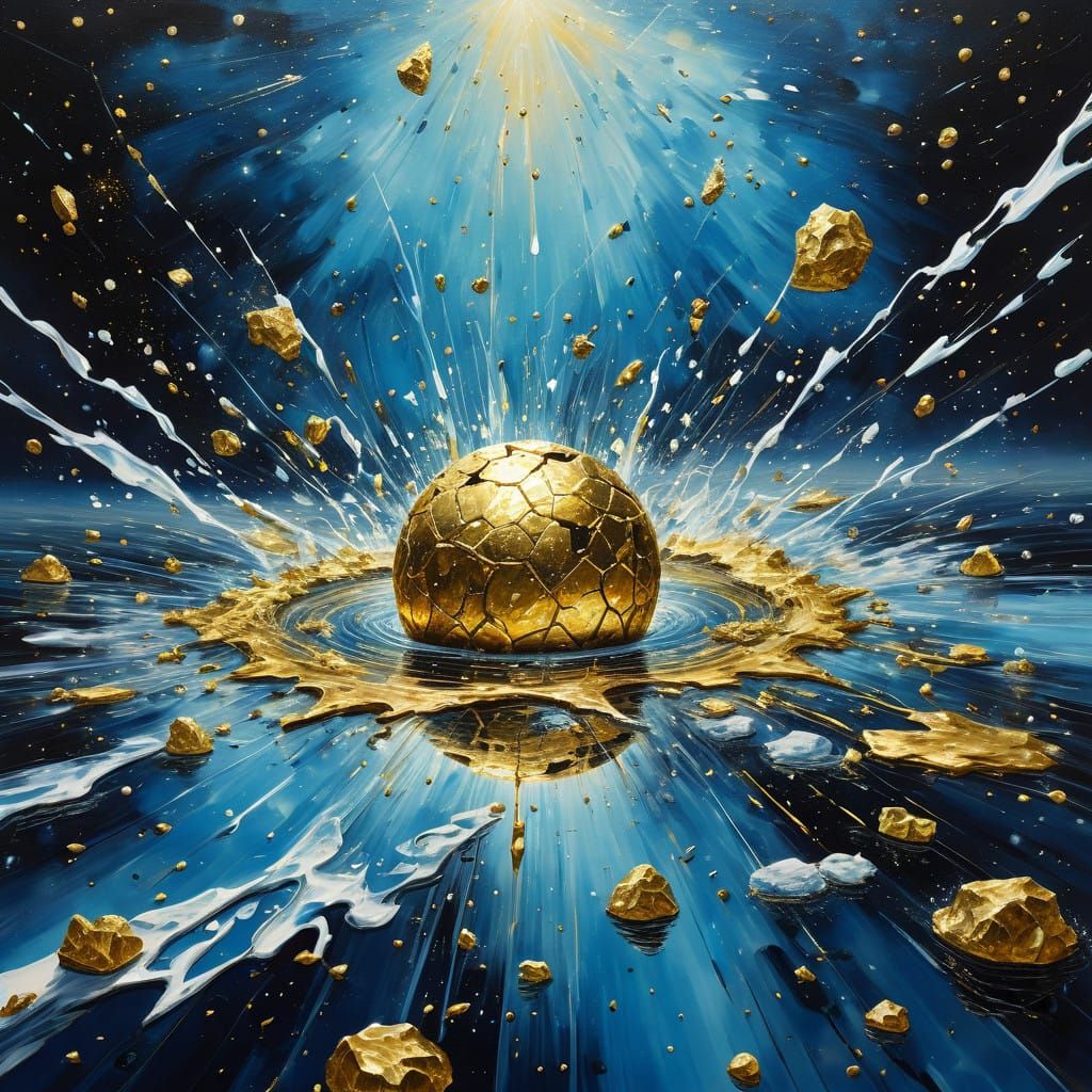 Godly Celestial Being Emanates Golden Radiance Amidst Cosmic...