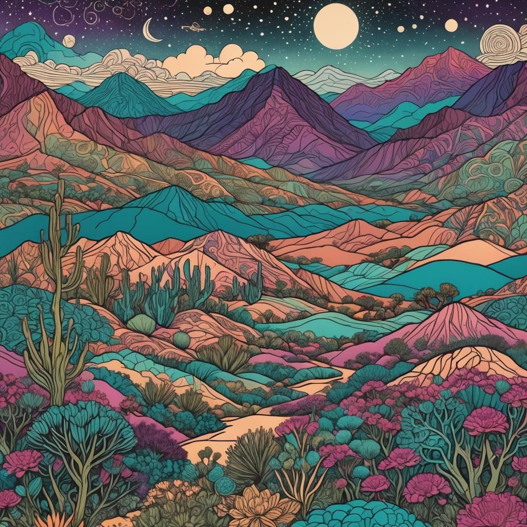 Alien Desert Landscape in a Renaissance Style