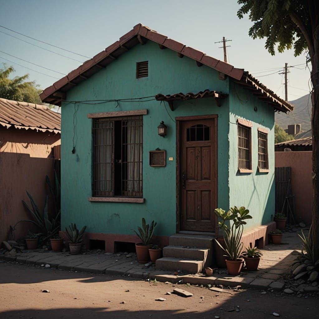 Unsettling Liminal Mexican House, Uncanny Valley Nostalgia