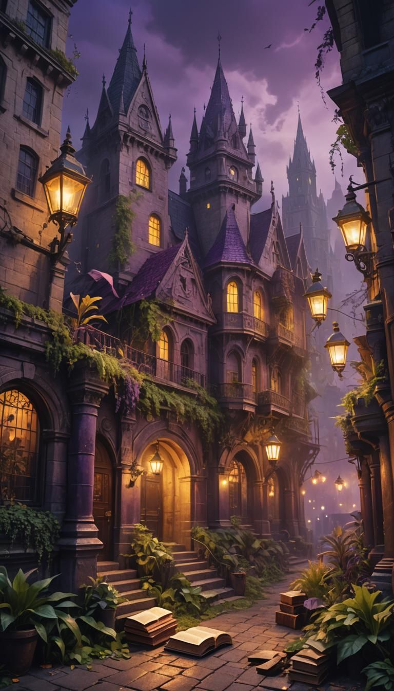 Dark Fantasy City Reclaimed by Nature