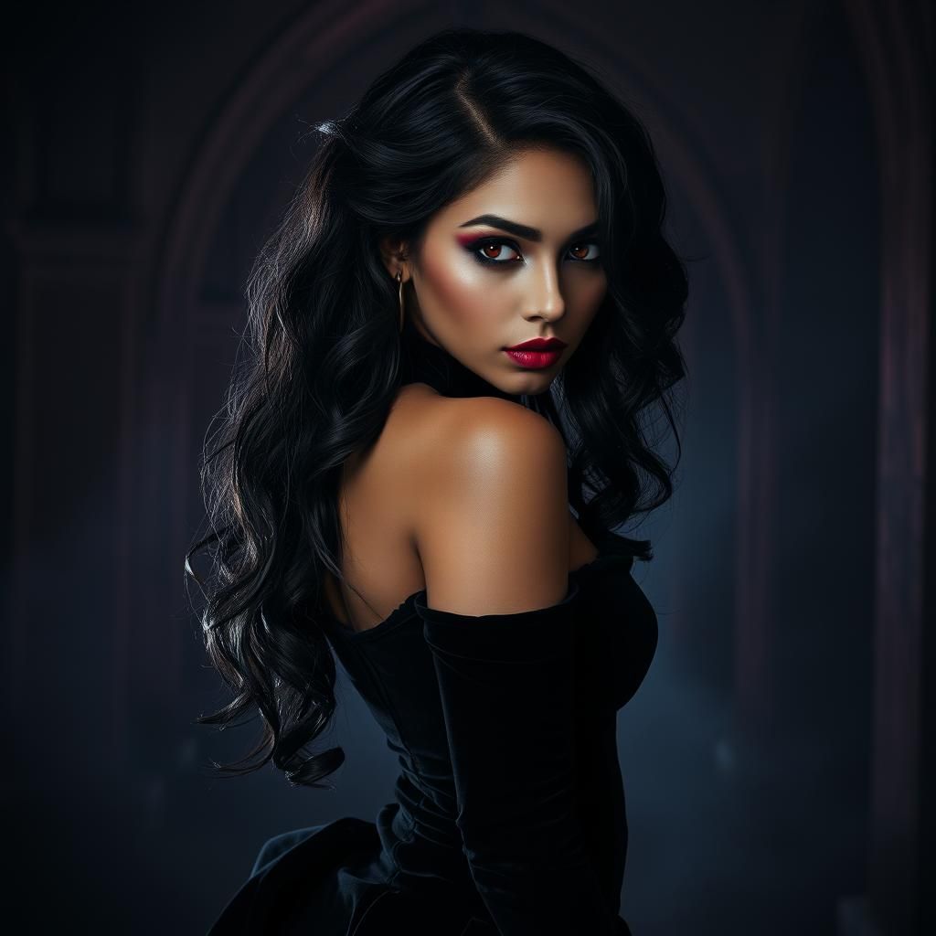 Gothic Vampire Woman in Dark Fantasy Style