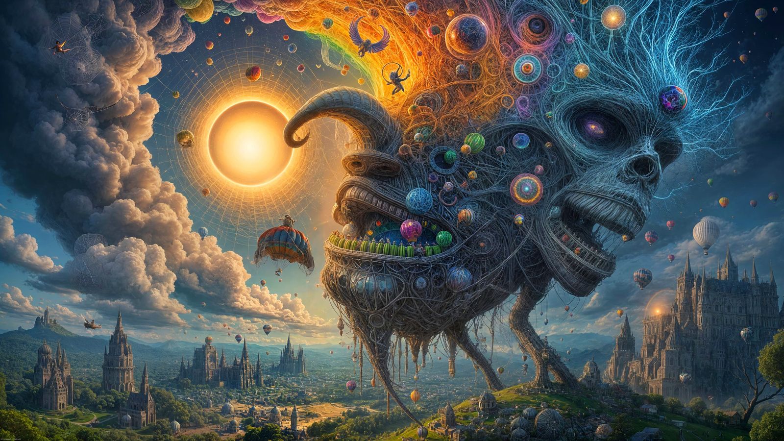 Illusionary World Inside a Lightbulb Hot Air Balloon