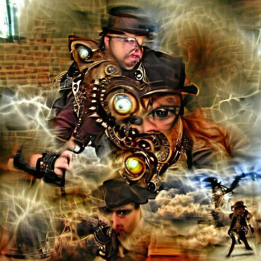 Steampunk Soul Battle: A Mechanical Demon Confrontation